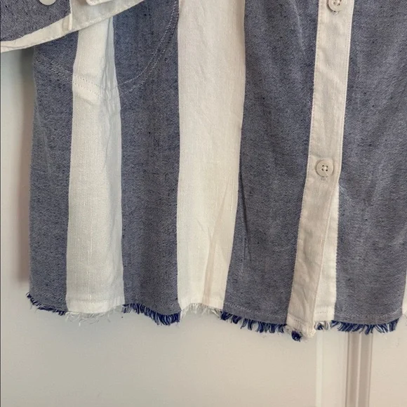 Tommy Bahama Beach Cover Up Navy and White Pockets Fringe M EUC - Picture 3 of 7